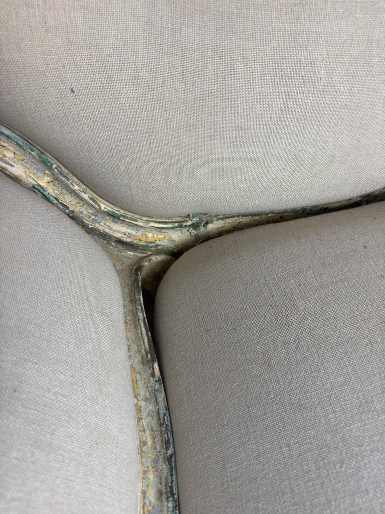French Louis XV Corbeille Settee with Original Distressed Patina and Shell Crest