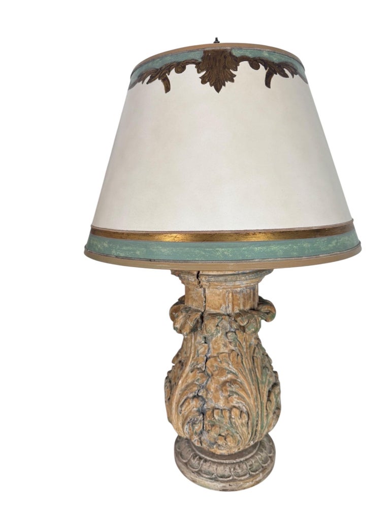 Pair of Italian Carved Wood Baroque Style Table Lamps