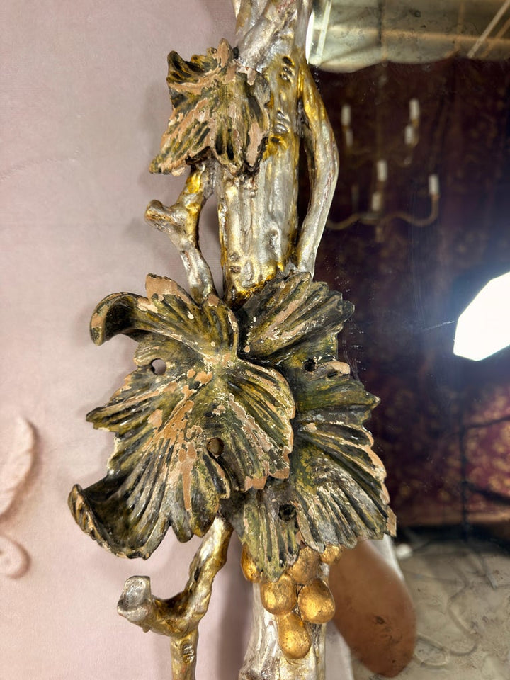 Pair of Italian Baroque Wall Mirrors, Hand-Carved Wood, Circa 1960s