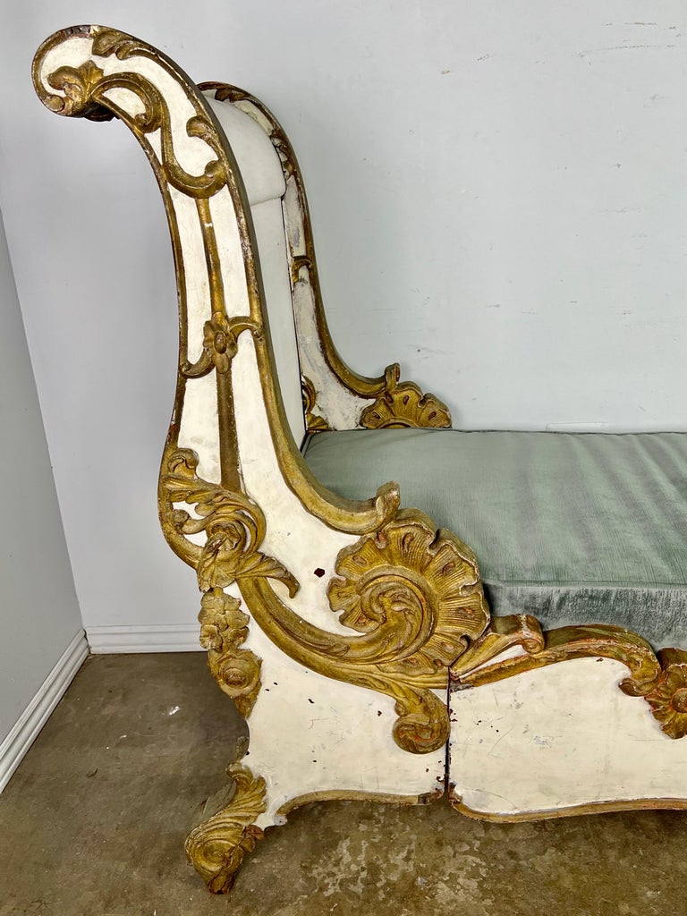 19th C. French Painted and Parcel Gilt Daybed