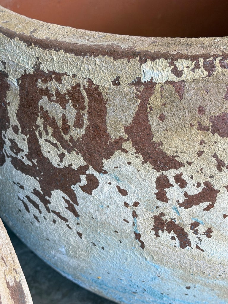 Pair of Monumental Low Bowl Terra Cotta Planters