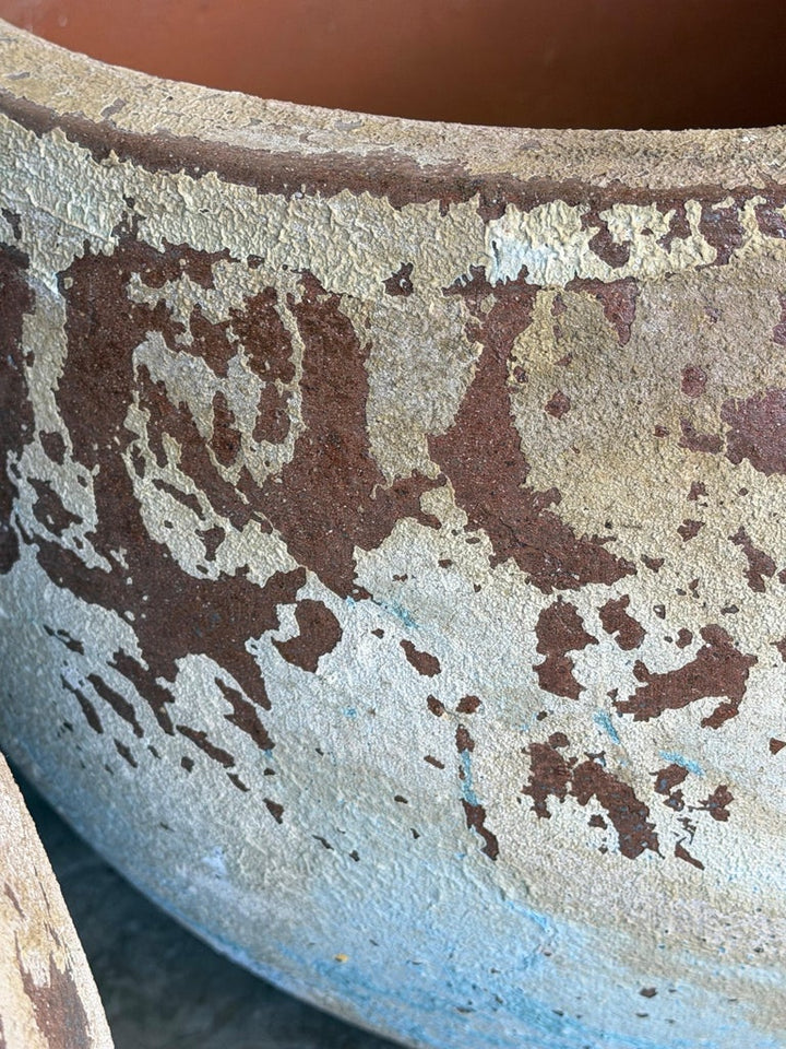 Pair of Monumental Low Bowl Terra Cotta Planters