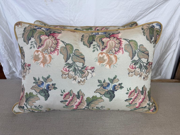 Pair of Vintage-Inspired Floral Brocade Pillows