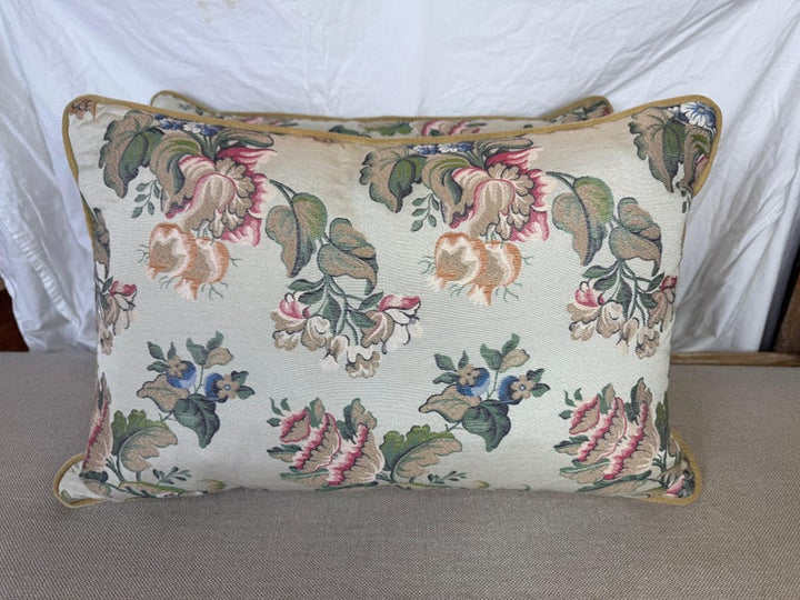 Pair of Vintage-Inspired Floral Brocade Pillows