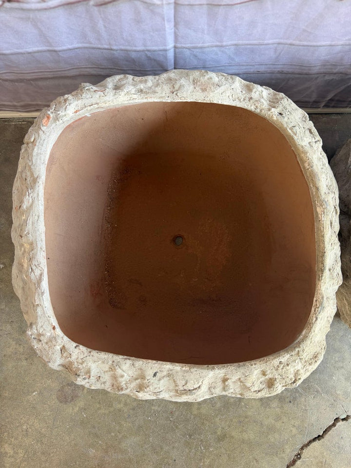 Pair of Rustic Style Terra Cotta Planters with Organic Form