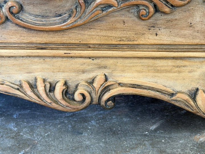 Antique French Louis XV Bombe Commode - Bleached Oak