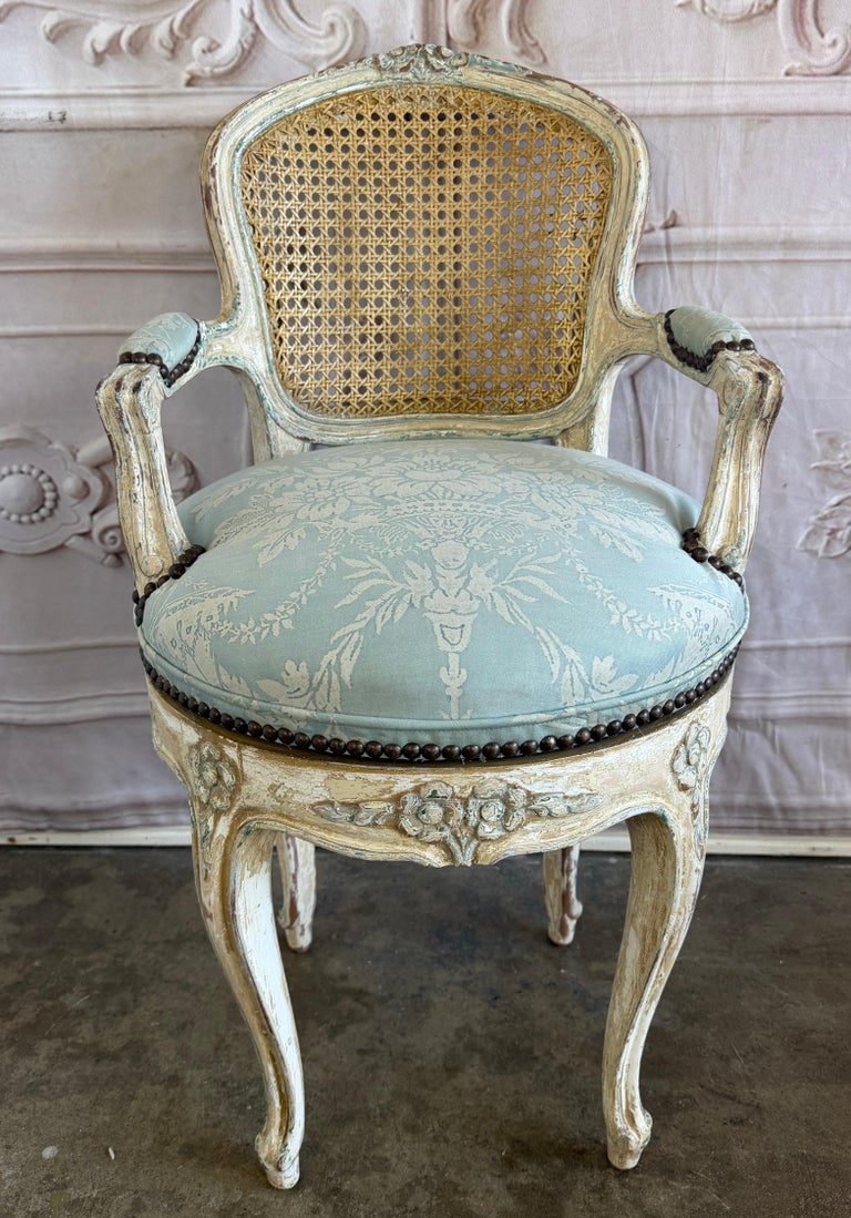 French Louis XV Fauteuil Vanity Chair, Beechwood, Circa 1880-1900