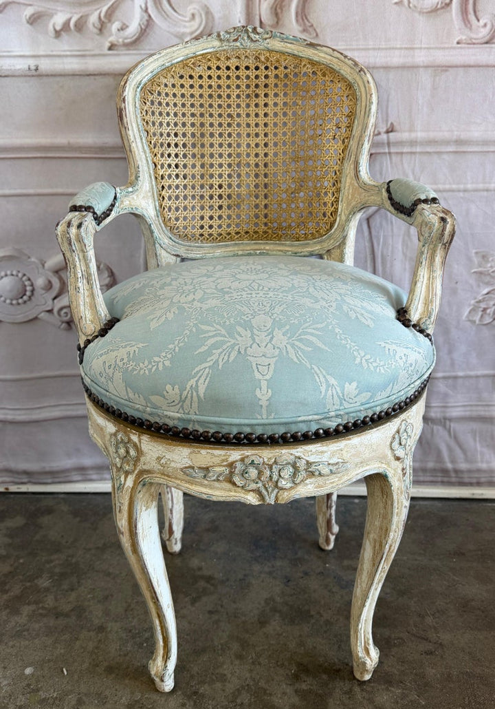 French Louis XV Fauteuil Vanity Chair, Beechwood, Circa 1880-1900