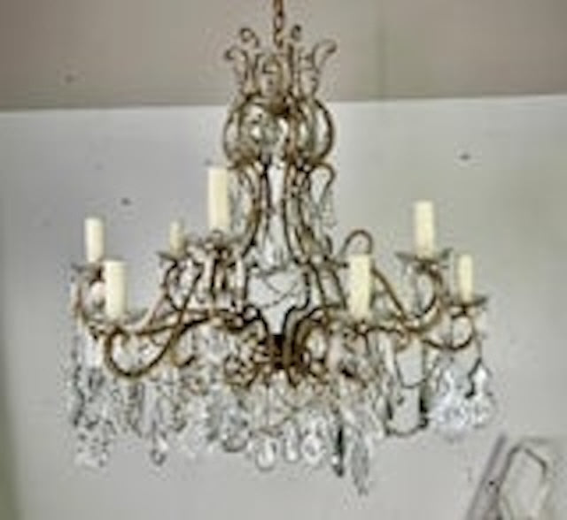 Monumental Italian Crystal Beaded Chandelier C. 1930's