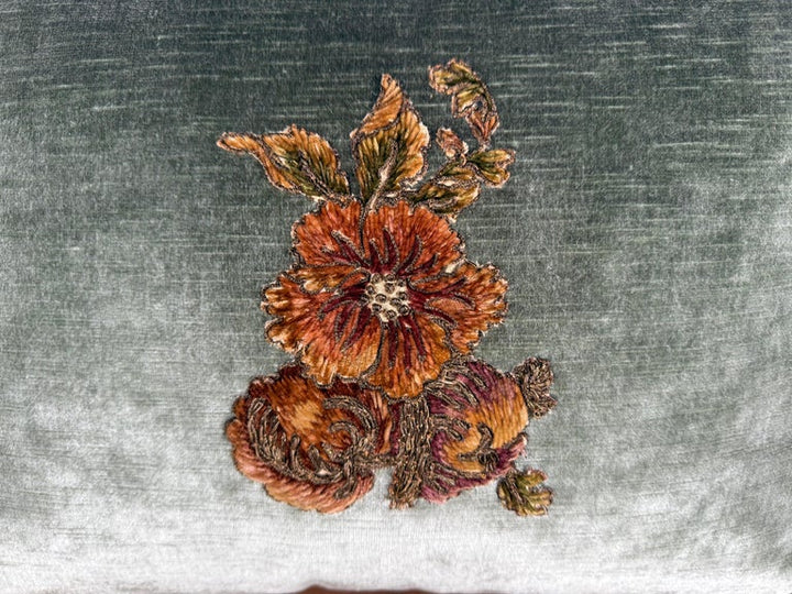 Pair of Custom Velvet Pillows with 19th-Century French Gold-Thread Appliqués