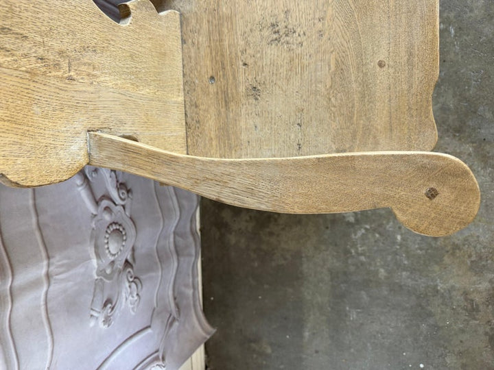 Rustic Hand-Carved Oak Benches, Pair, Folk Art / Spanish Colonial Style