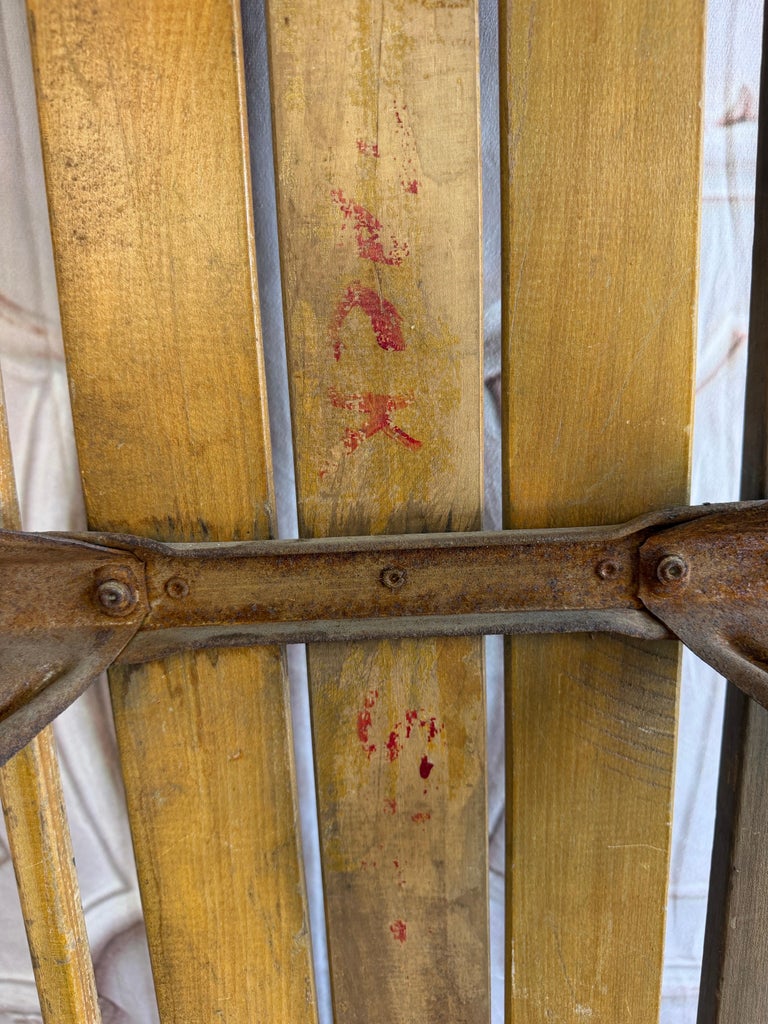 Antique American Wooden Sled with Original Red Graphics