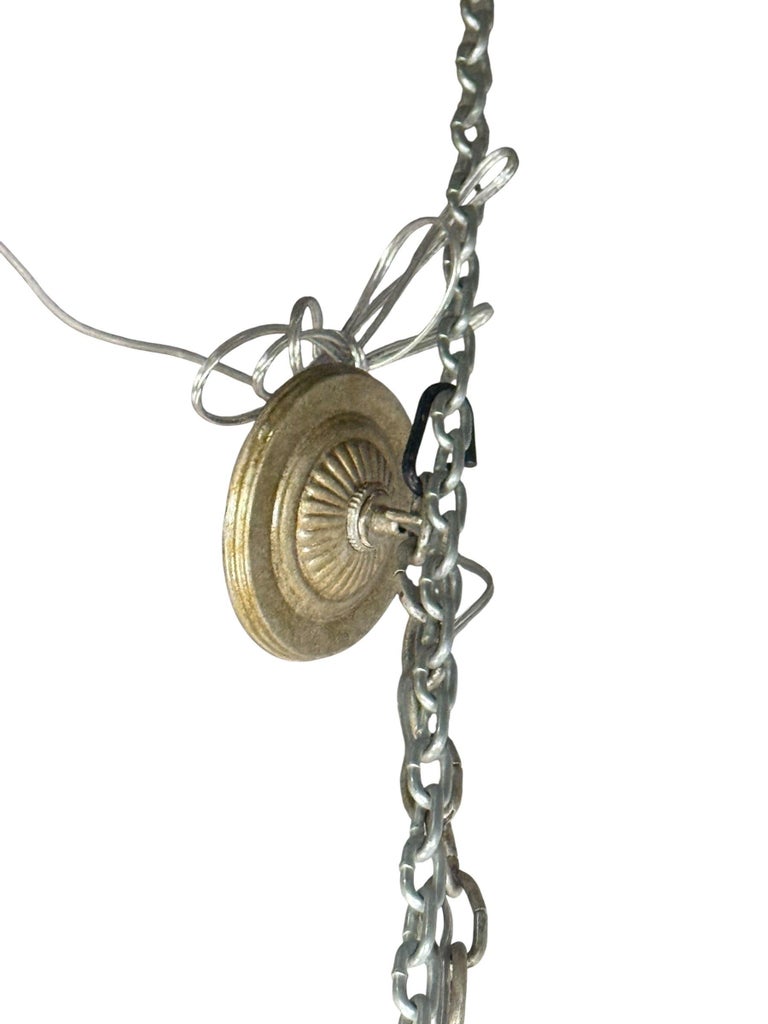 Elegant Rock Crystal and Iron Six-Light Chandelier