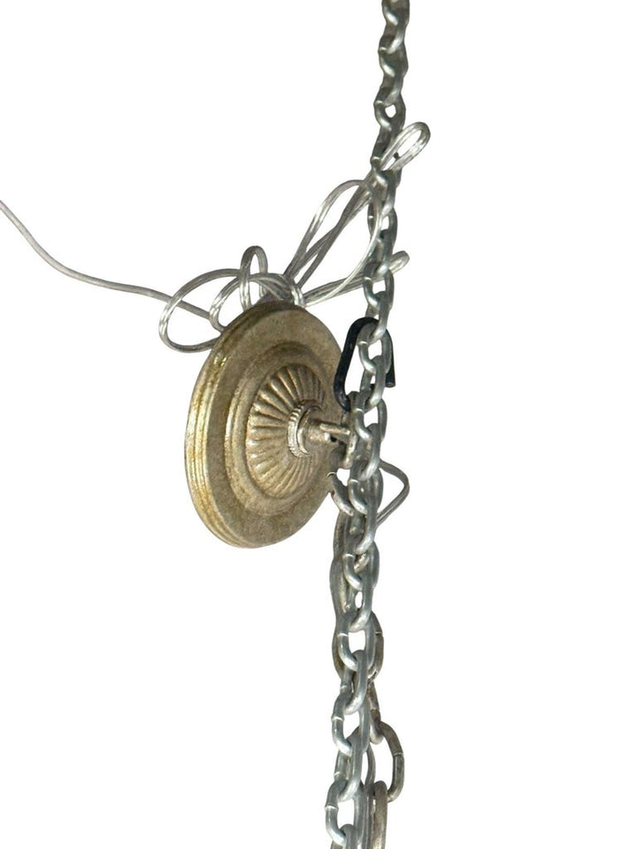 Elegant Rock Crystal and Iron Six-Light Chandelier