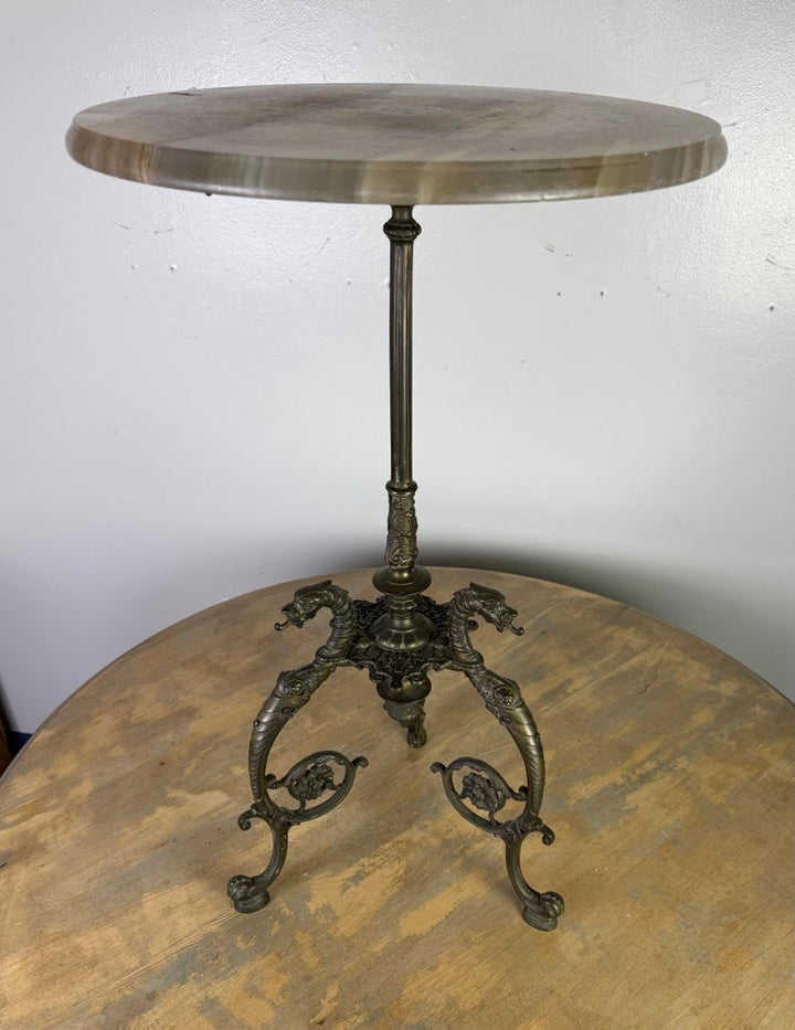 19th C. Bronze Table w/ Onyx Top