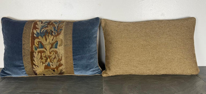 Pair of Pillows with 18th Century French Tapestry Panels by Melissa Levinson