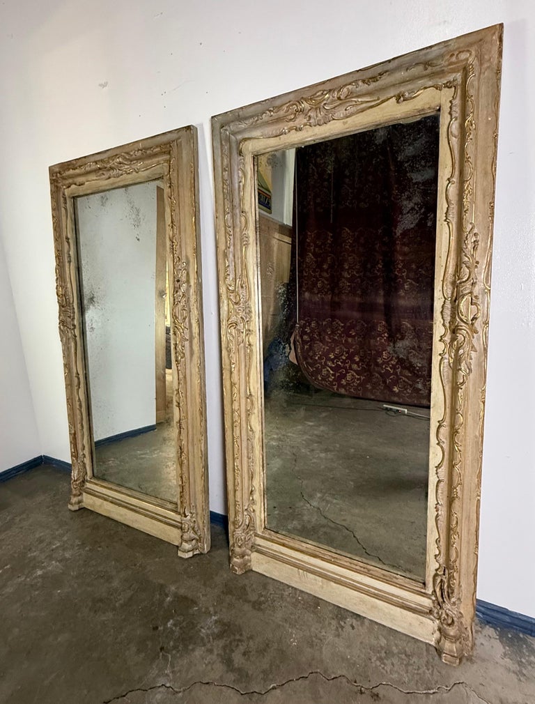 Pair of 19th C. Italian Door Surrounds w/ Antique Mirror