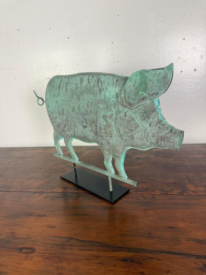 Antique Folk Art Pig Weathervane on Custom Mount