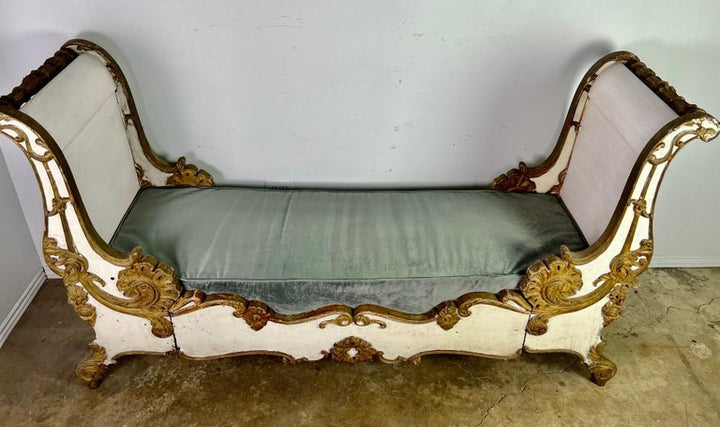 19th C. French Painted and Parcel Gilt Daybed