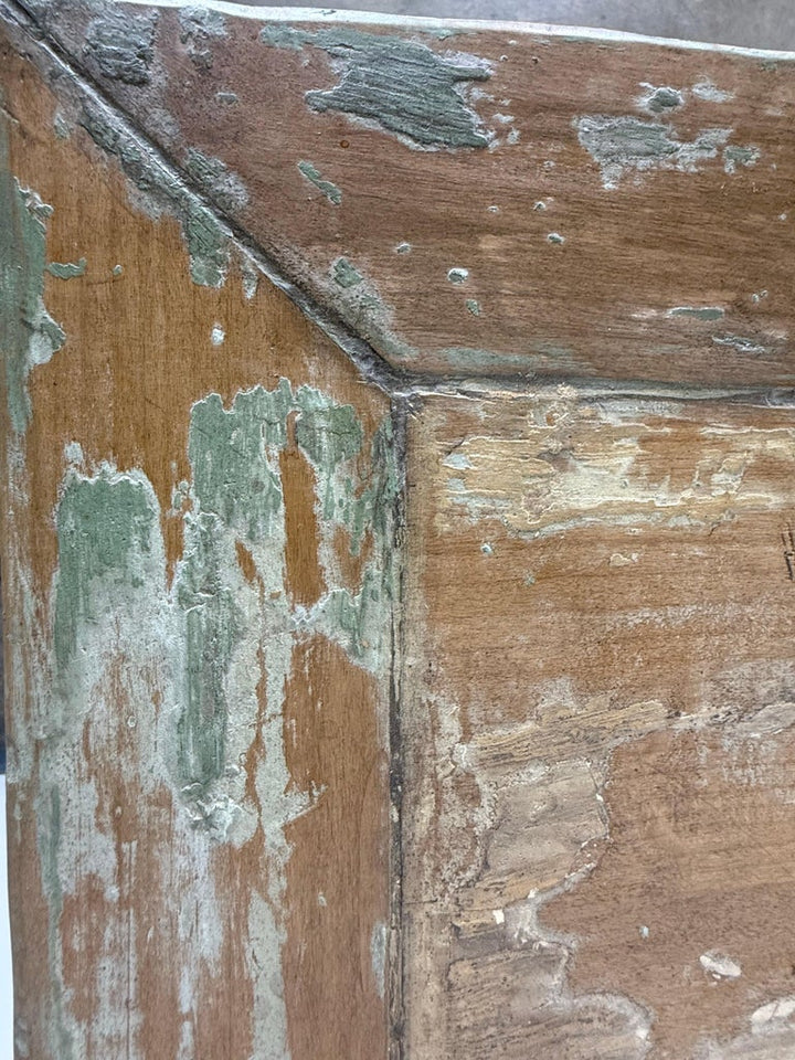 Weathered Swedish-Style Pine Console Table with Lyre-Shaped Supports