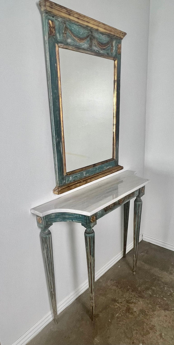 1930’s Italian Painted & Parcel Gilt Console and Mirror