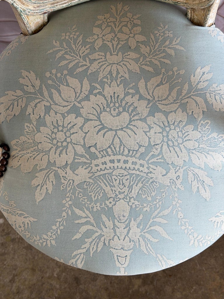 French Louis XV Fauteuil Vanity Chair, Beechwood, Circa 1880-1900