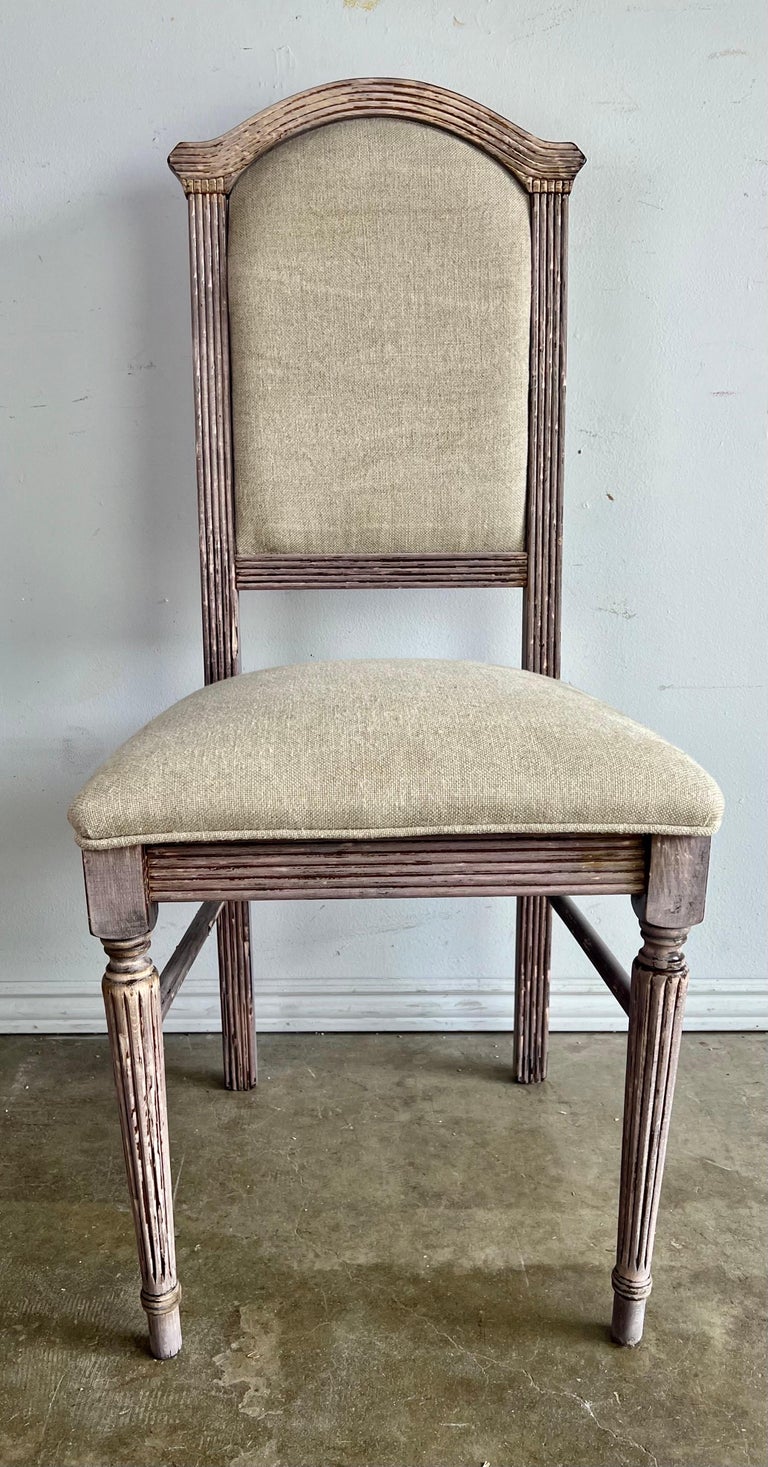 Set of Eight Italian Bleached Dining Chairs C. 1900's