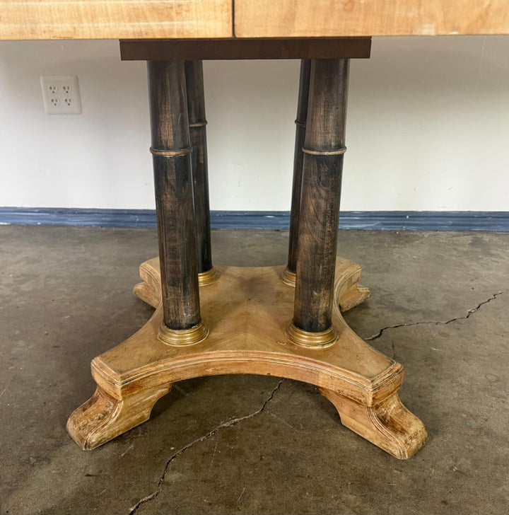 Vintage Expandable Round-to-Oval Dining Table with Pedestal Base