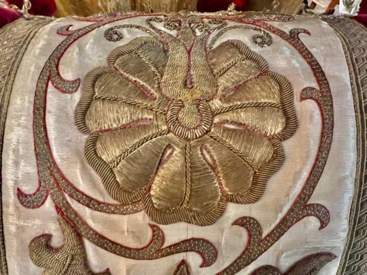 Pillow Made with 19th C. Gold Embroidered Silk by Melissa Levinson