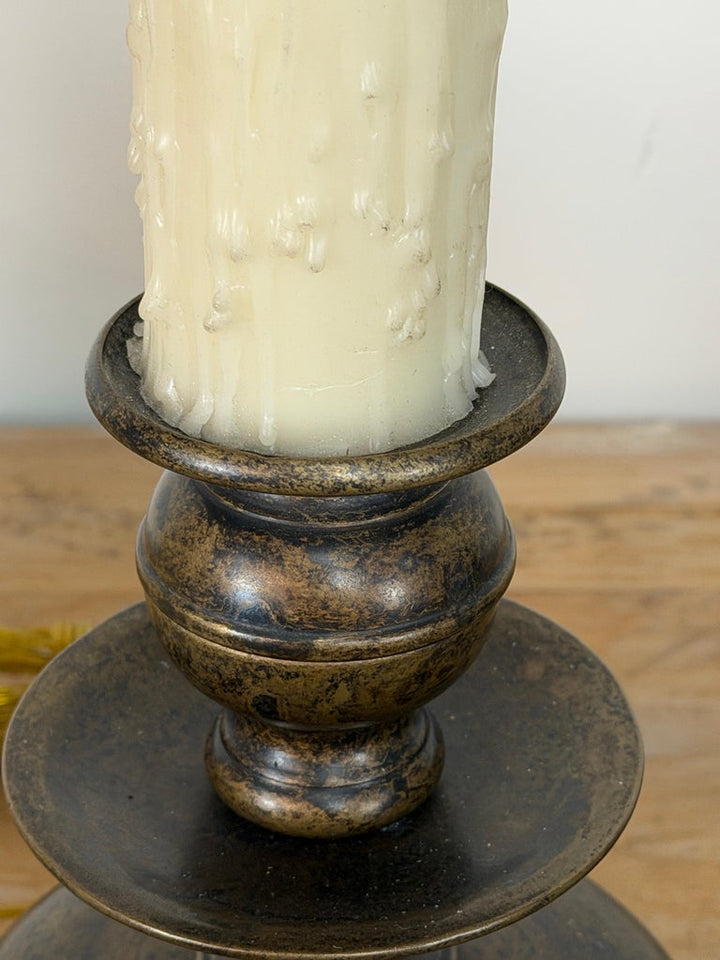 Pair of English Brass Table Lamps - Lion Paw Feet with Original Shades