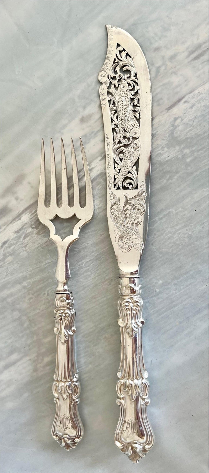 Victorian Silver Fish Serving Set-Early 20th Century