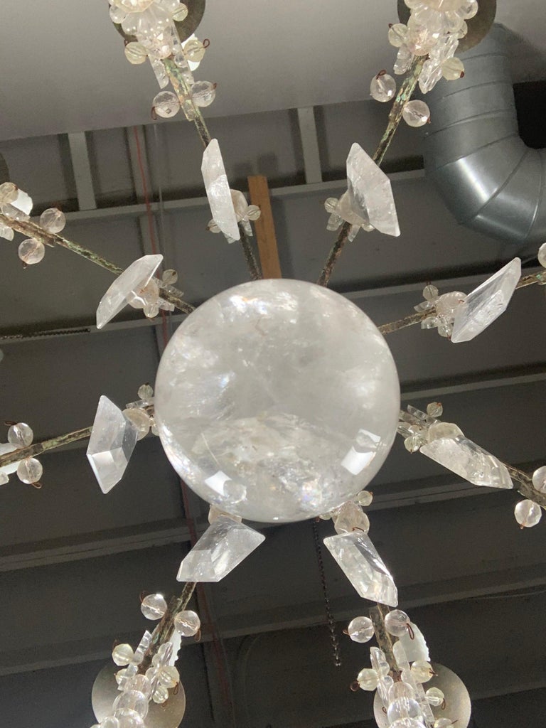 Eight Light Rock Crystal Chandelier C. 1930's