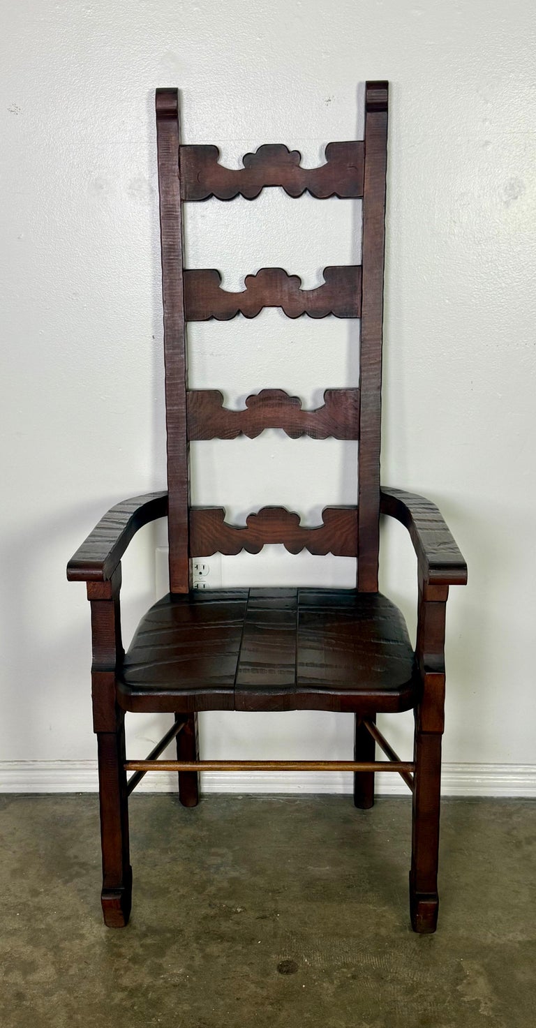 Set of 8 Spanish Colonial Revival Carved Wood Dining Chairs, Mid-20th Century