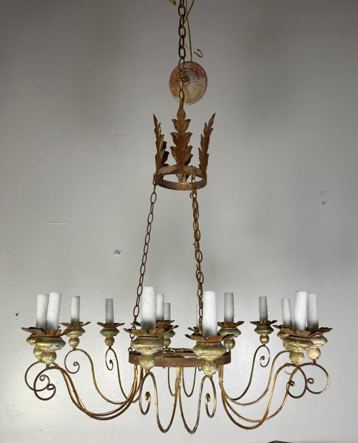 Miamar Home Fifteen-Light Italianate Gilt Iron Chandelier