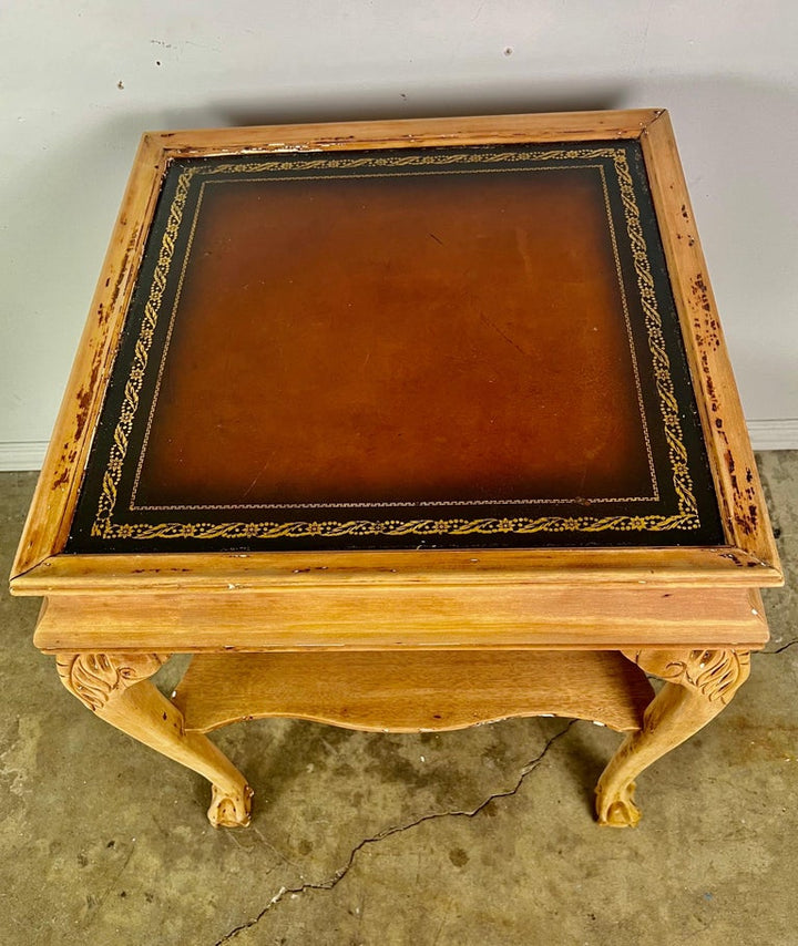 Pair of English Chippendale Style Leather Top Tables