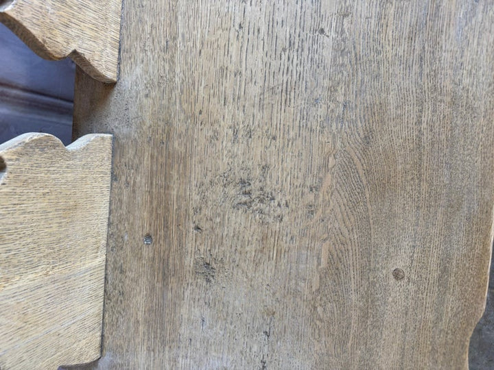 Rustic Hand-Carved Oak Benches, Pair, Folk Art / Spanish Colonial Style