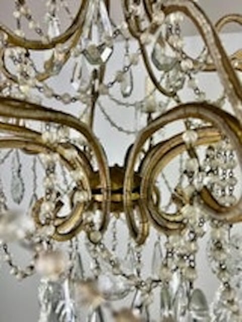 Monumental Italian Crystal Beaded Chandelier C. 1930's