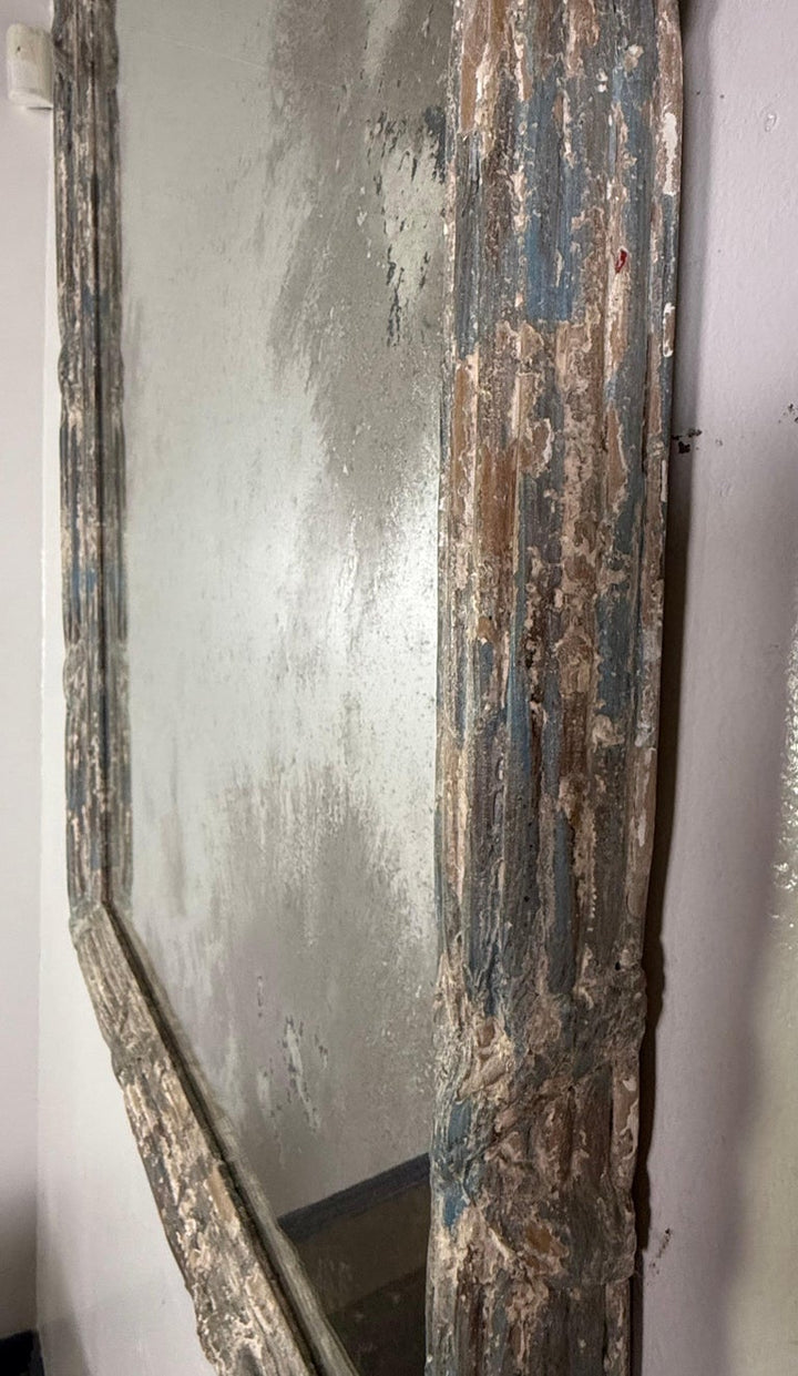 Mirror with Weathered Painted Frame, Early 20th Century