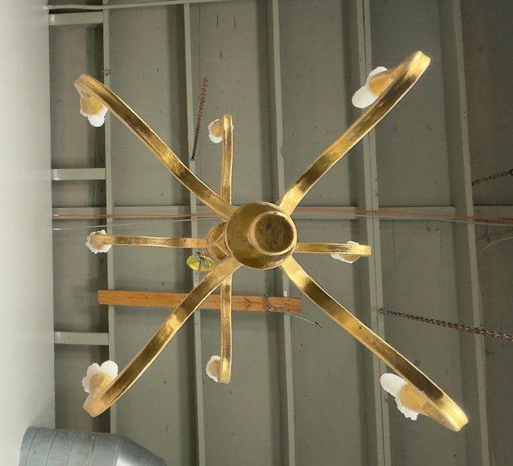 Gilt Gold Metal Leaf Chandelier by Miamar Home