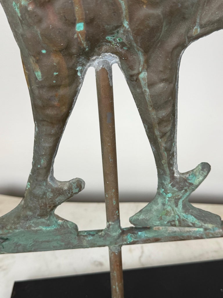 Rooster Copper Weathervane on Iron Base