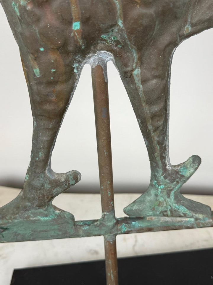 Rooster Copper Weathervane on Iron Base