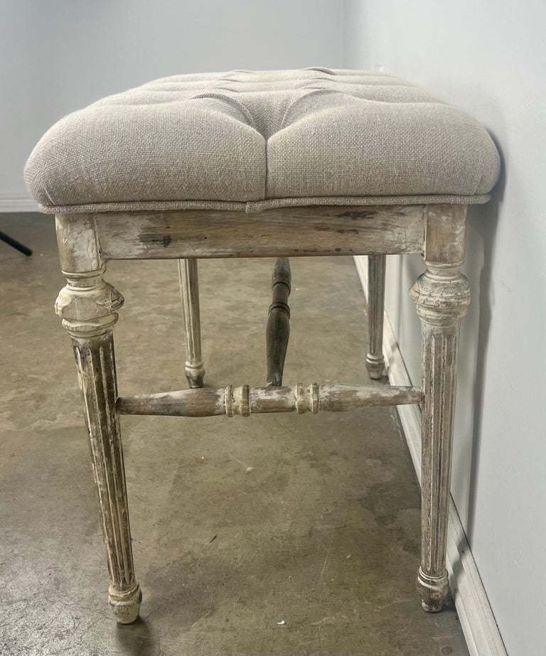 Italian Painted Neoclassical Style Linen Bench