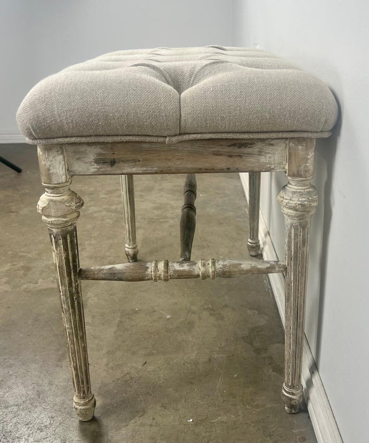 Italian Painted Neoclassical Style Linen Bench