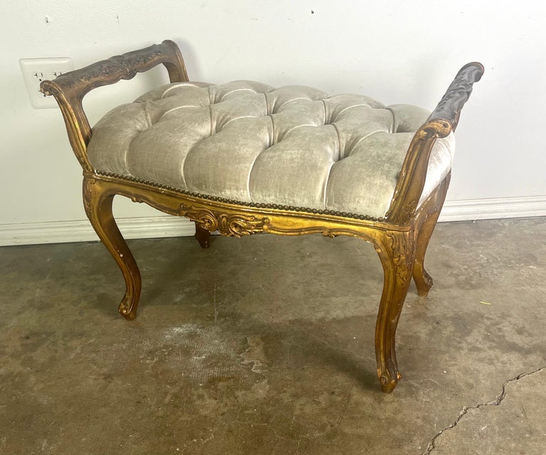 Pair of French Louis XV Style Gilt Wood Benches