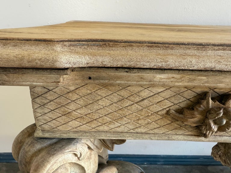 Italian Baroque Revival Carved Wood Console Table