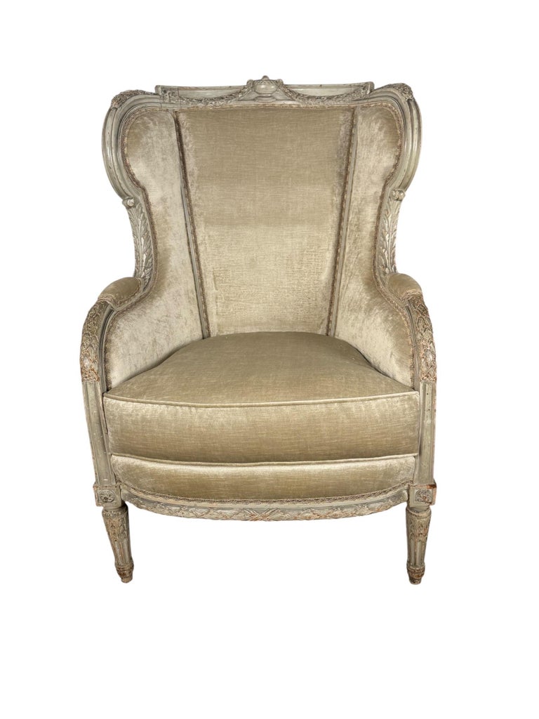 Pair of French Louis XVI Style Painted Bergères