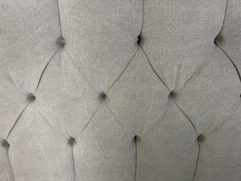 Italian Carved Linen Headboard w/ Antique Panel