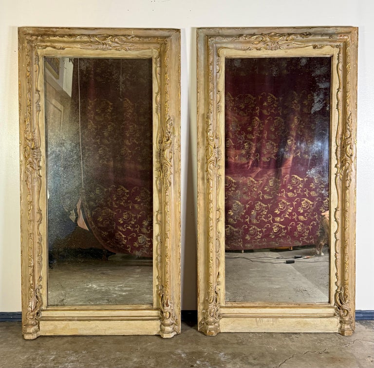 Pair of 19th C. Italian Door Surrounds w/ Antique Mirror