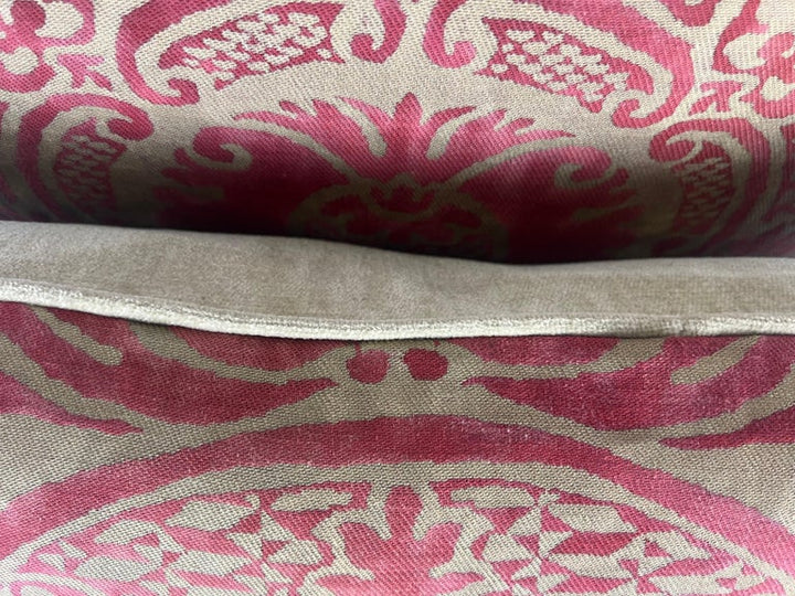 Pair of Orsini Patterned Fortuny Textile Pillows w/ Velvet Backs