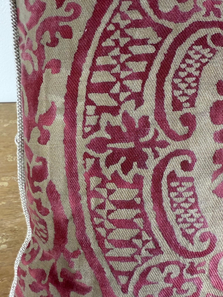 Pair of Exceptional Fortuny Textile Pillows from 1940s Italian Villa Draperies